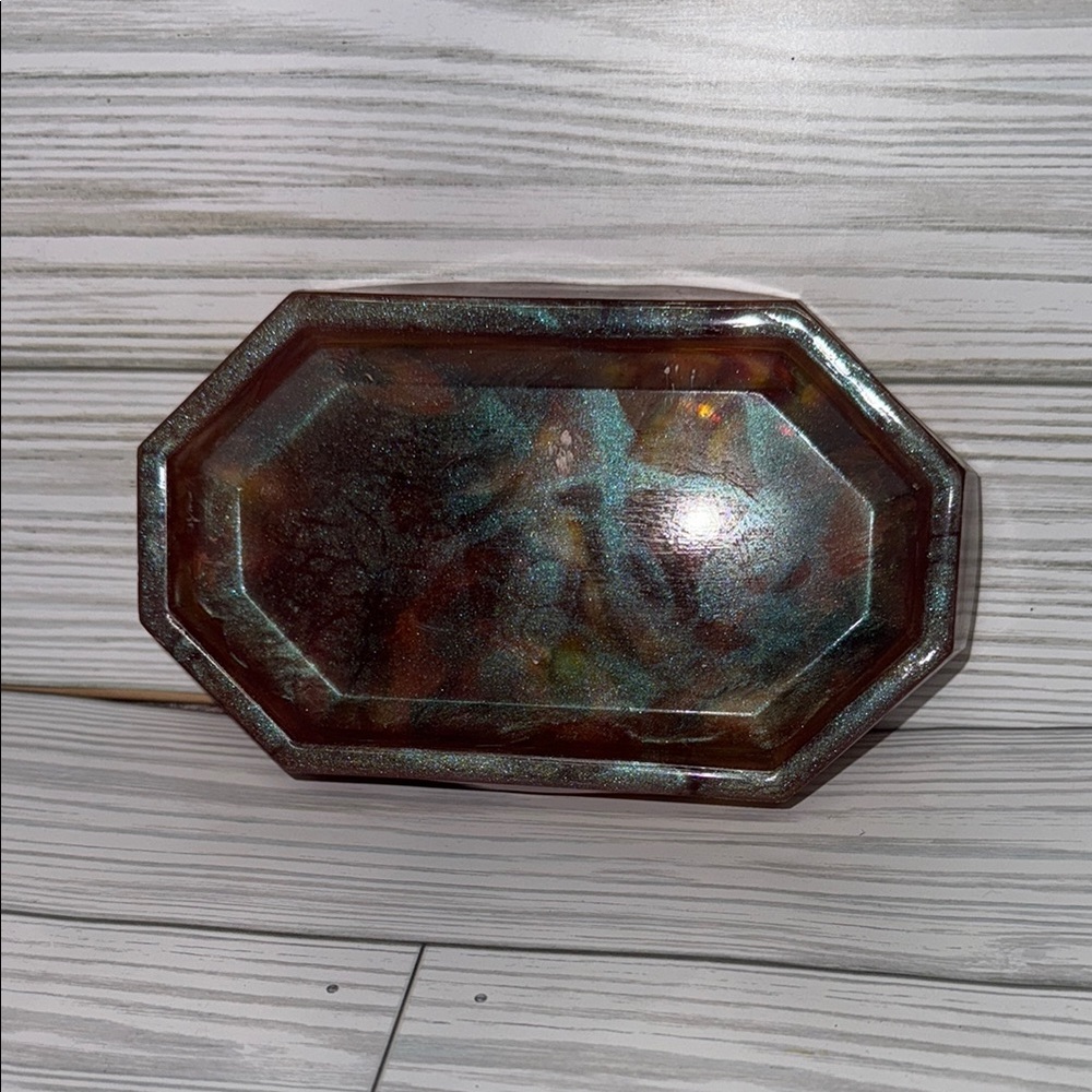 Iridescent Rectangular Tray(teal and tan)